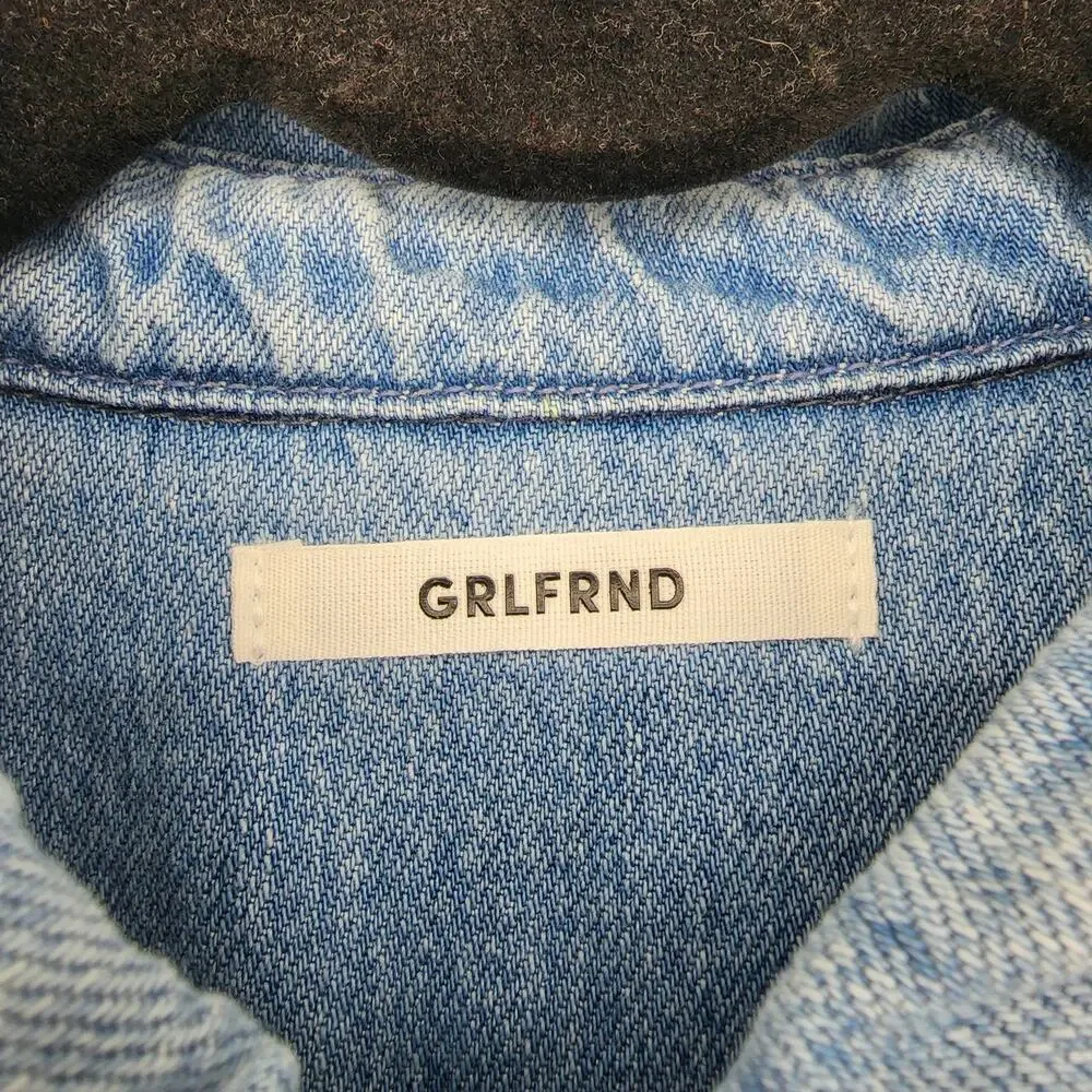 GRLFRND Shaun Denim Oversized Shirt Dress in Tangled Up Ray Hem Size XS